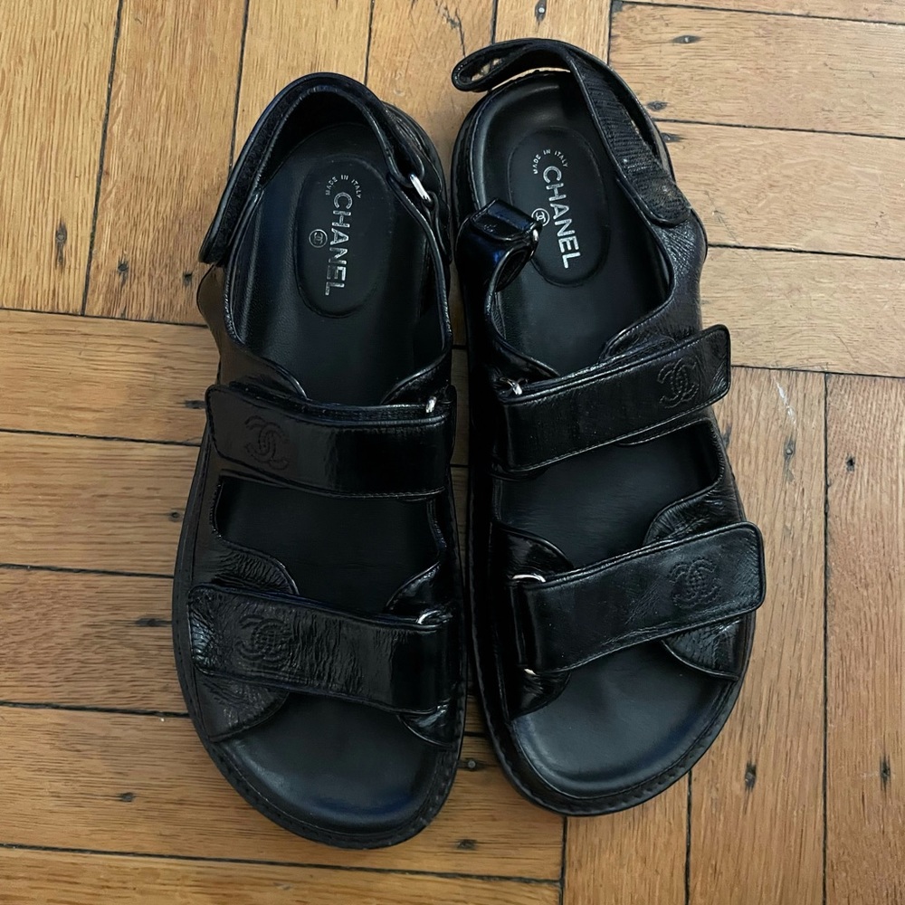 Chanel Patent Dad Sandal Size 40